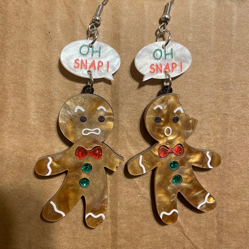 Gingerbread Man Cookie Earrings